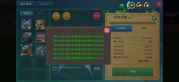 创造与魔法祈愿灵翼可6进阶资质表一览